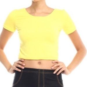 Yellow Scoopneck Top - A stretch knit top